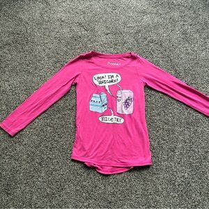 FINAL SALE 3/31/26 Hanes Girl’s Pink Unicorn Lightweight Tee, Size XS (4/5)